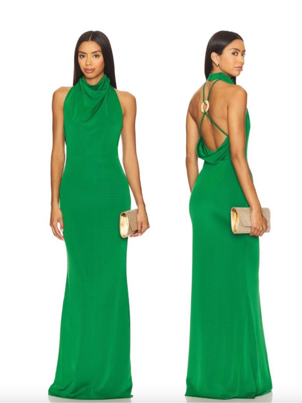 Rebecca Vallance Erin Maxi Dress in Emerald Green High Neck Formal Gown NWT 4